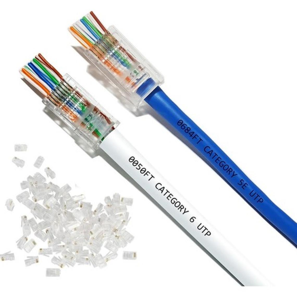 Alfais 4381 Yeni Nesil Delikli Cat6 RJ45 Konnektör Utp Jack (100 Adet)