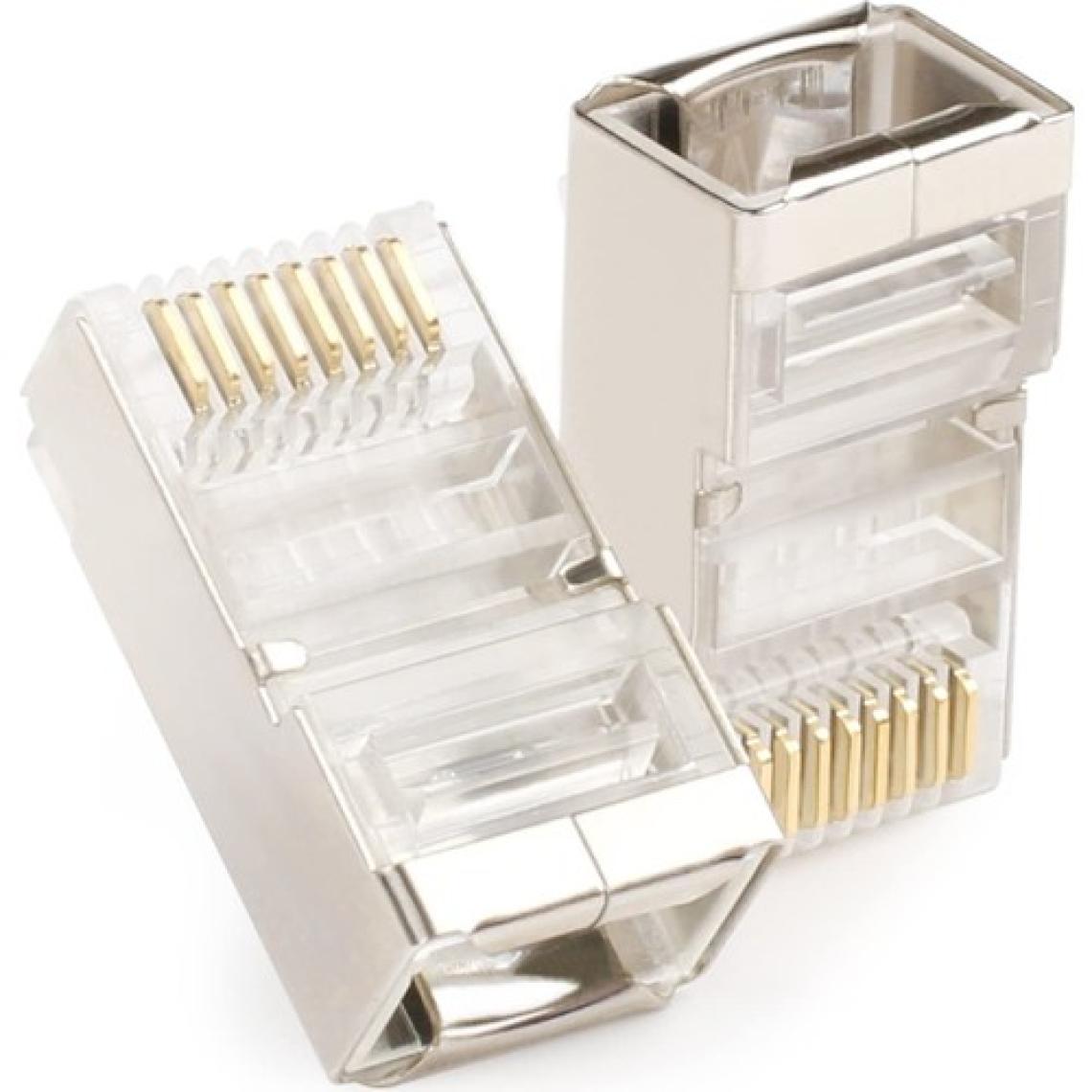 Aogo 100 Adet Metal RJ45 Jak Konnektör Cat5 Cat6 8P8C Uç 8 Pinli Rj 45 Plug Ethernet Jakı Metal Korumalı