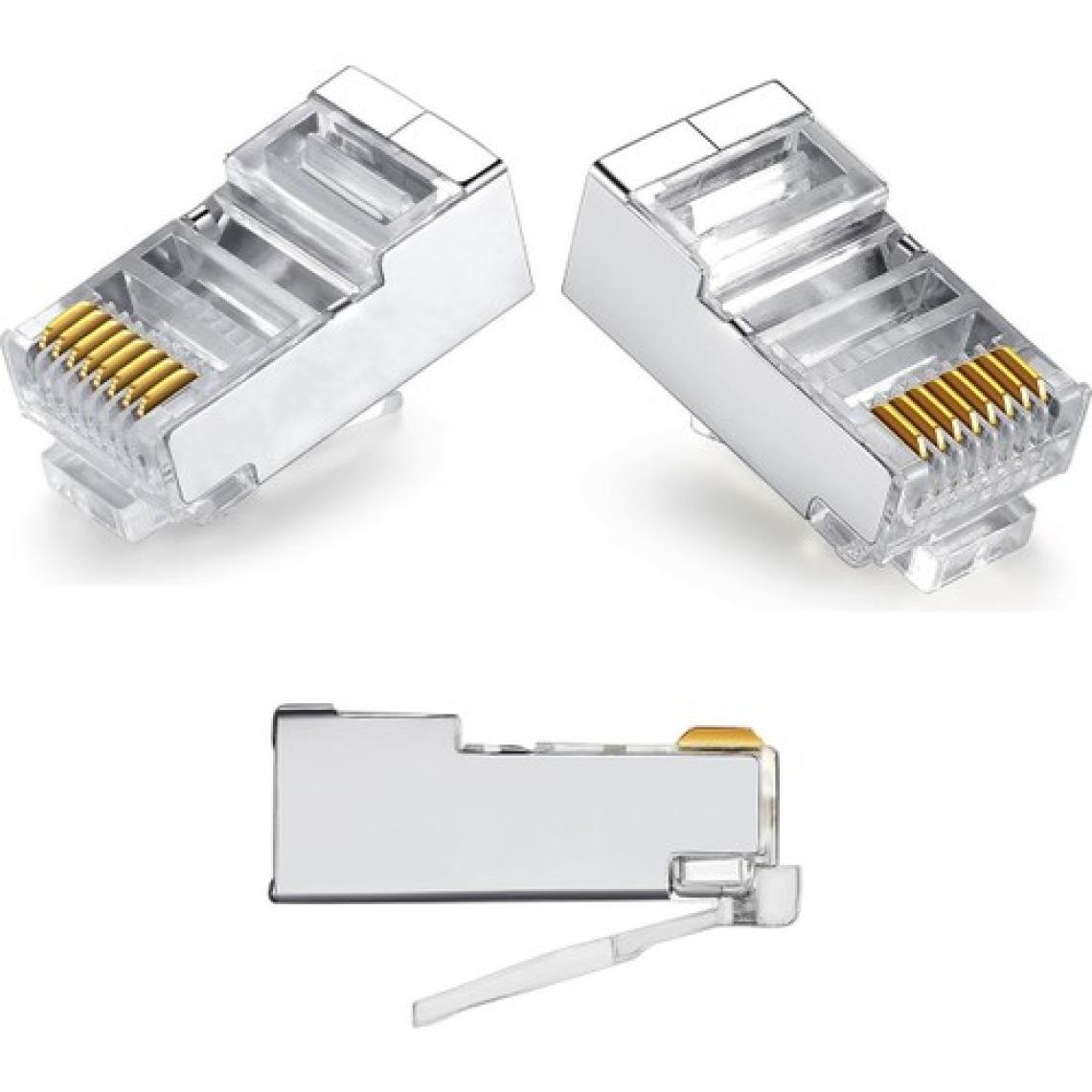 Aogo 100 Adet Metal RJ45 Jak Konnektör Cat5 Cat6 8P8C Uç 8 Pinli Rj 45 Plug Ethernet Jakı Metal Korumalı
