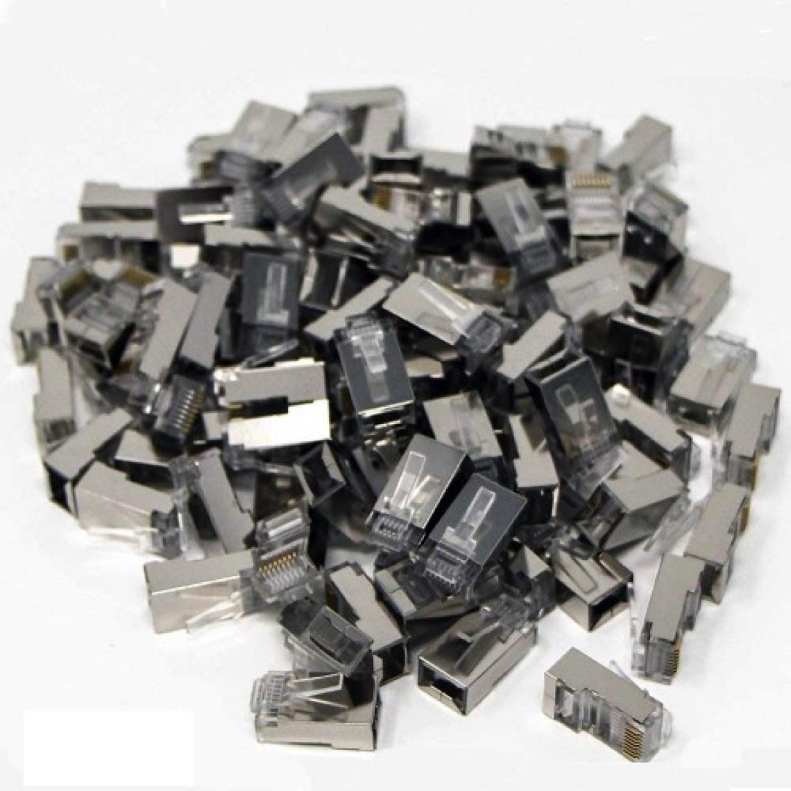 Aogo 100 Adet Metal RJ45 Jak Konnektör Cat5 Cat6 8P8C Uç 8 Pinli Rj 45 Plug Ethernet Jakı Metal Korumalı