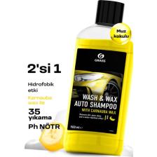 Grass Cilalı Araba Yıkama Şampuanı Wash Wax 1L Cilalı Oto Şampuanı & Boya Koruyucu, Hızlı Parlatıc, 2'si 1 Arada Formül