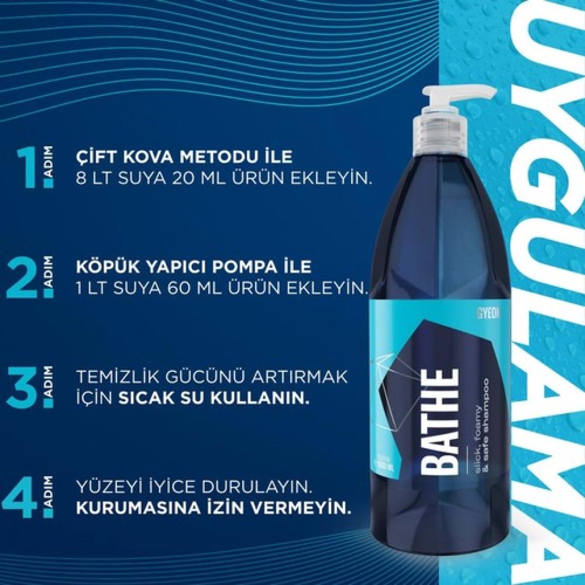 Gyeon Q²m Bathe Ph Nötr Cilalı Oto Şampuanı - 1000 ml -Yüksek Konsantre Jel Araç Yıkama Köpüğü