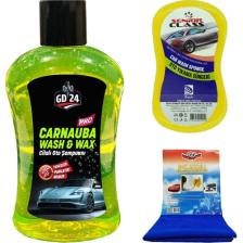 GD24 Carnauba Cilalı Oto Şampuanı (1 Lt) + Mikrofiber Bez + Sünger