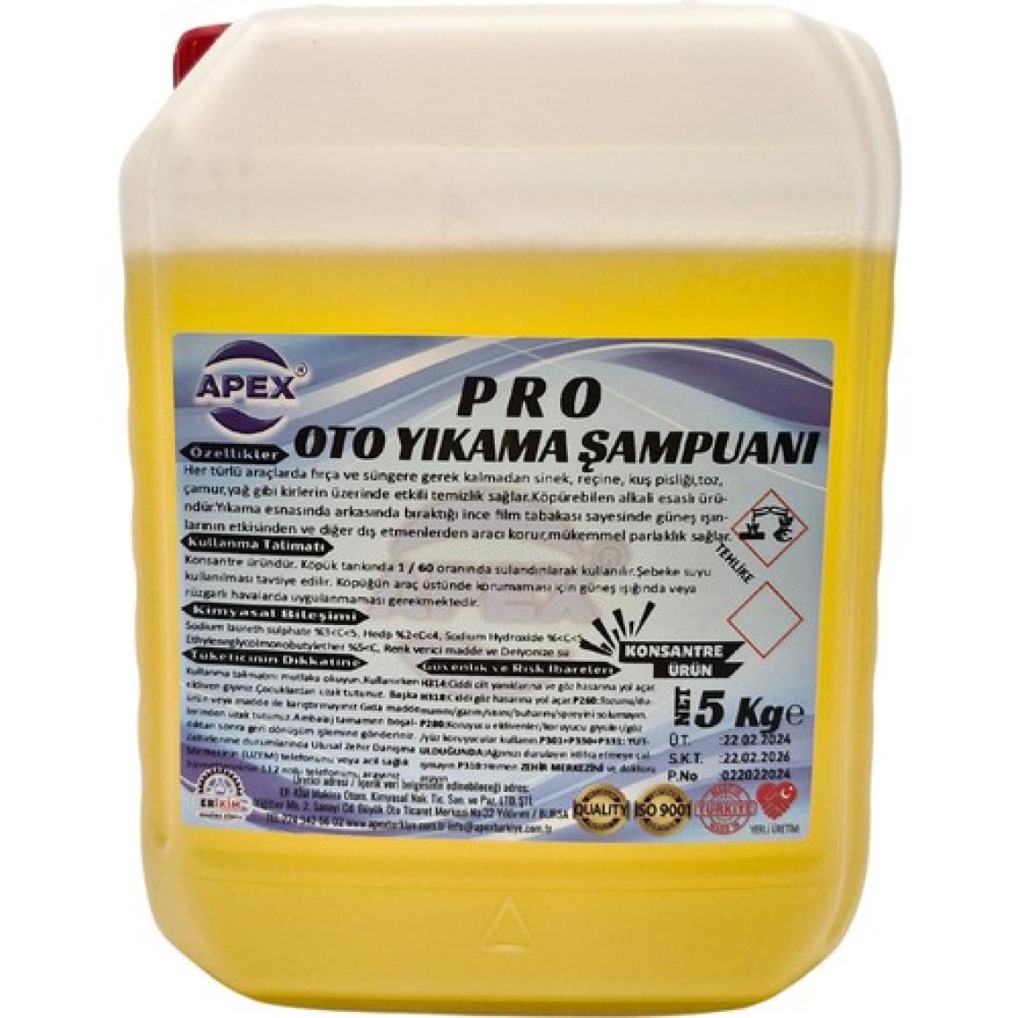 Apex Araç Köpük Şampuanı 5 Kg, Oto Yıkama Şampuanı 1/60 Konsantre Şampuan Ile Araç Yıkama Sünger Hediyeli