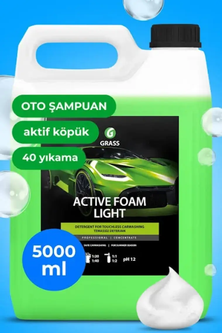 GRASS Cilalı Ekonomik Araba Şampuanı 5 Kg - Temassız Yıkama İçin | Parlatıcı Etkili | Hızlı Köpüren Formül