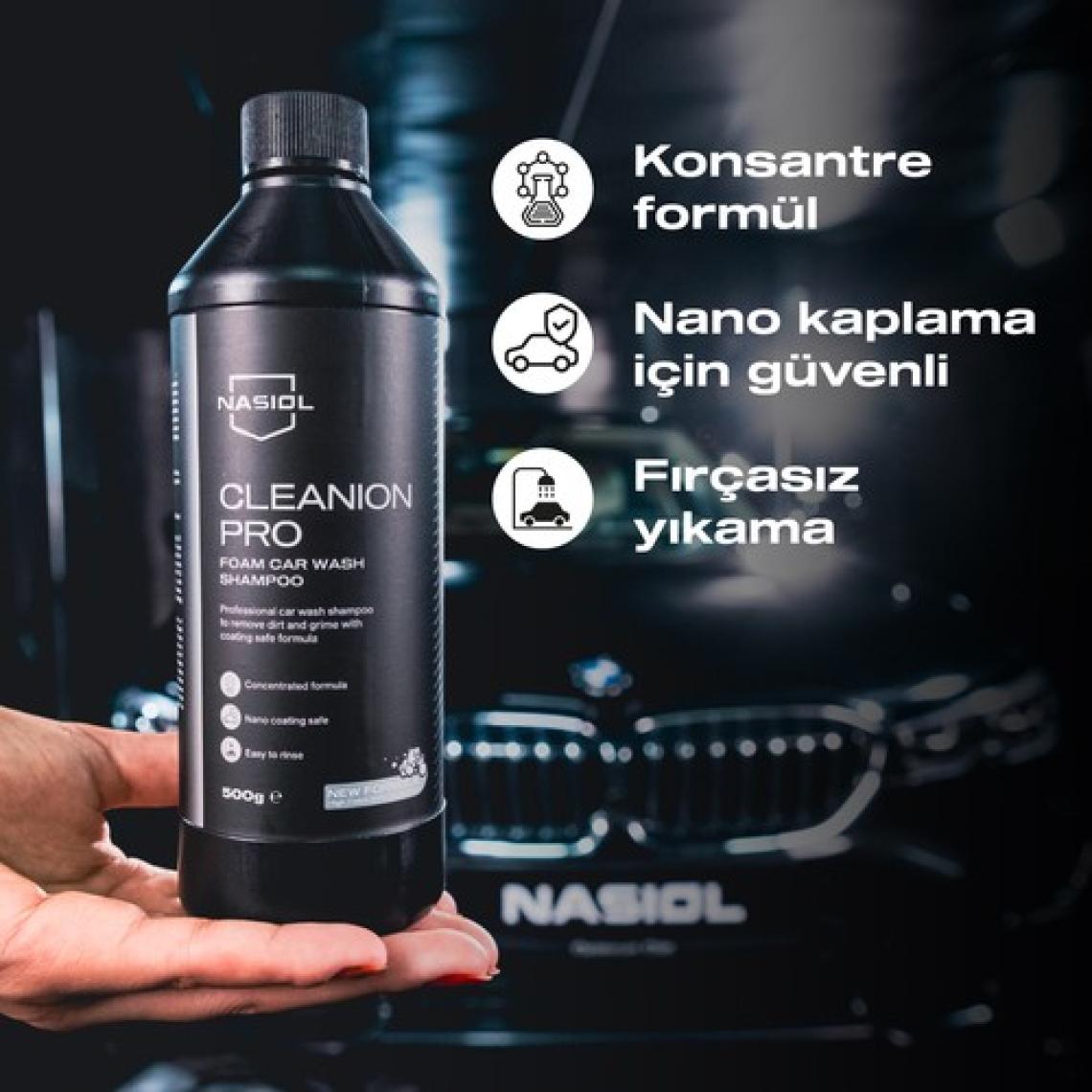 Nasiol Cleanion Pro New Formula Araç Konsantre Şampuan-500 Gr-Narenciye Kokulu, Fırçasız Oto Yıkama