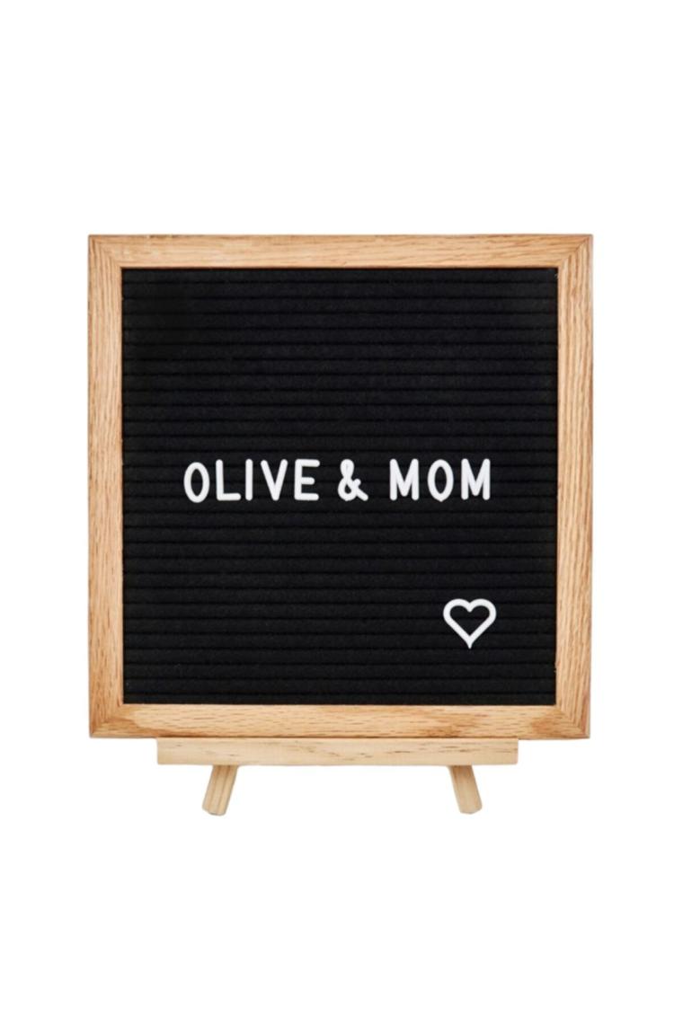 Olive & Mom Design Harfli Ahşap Yazı Panosu - siyah - Letter Board
