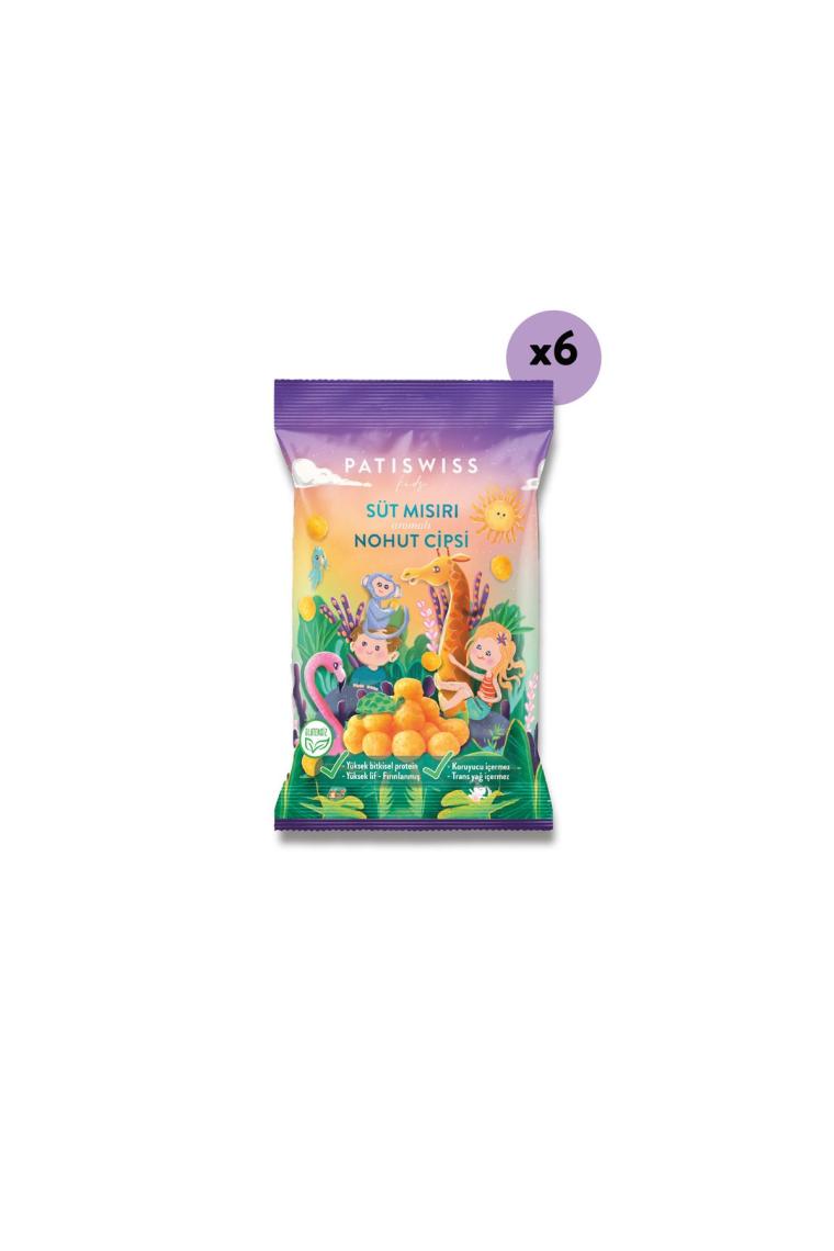 Çocuklara Özel Süt Mısır Aromalı Nohut Cips Seti, 50g X 6 Adet