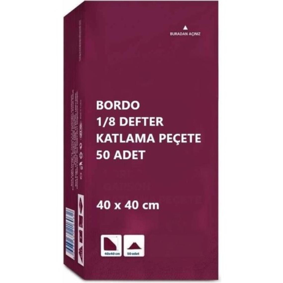 Omnisoft 40X40 cm 1/8 Defter Katlama Servis Peçetesi 50 Adet Bordo