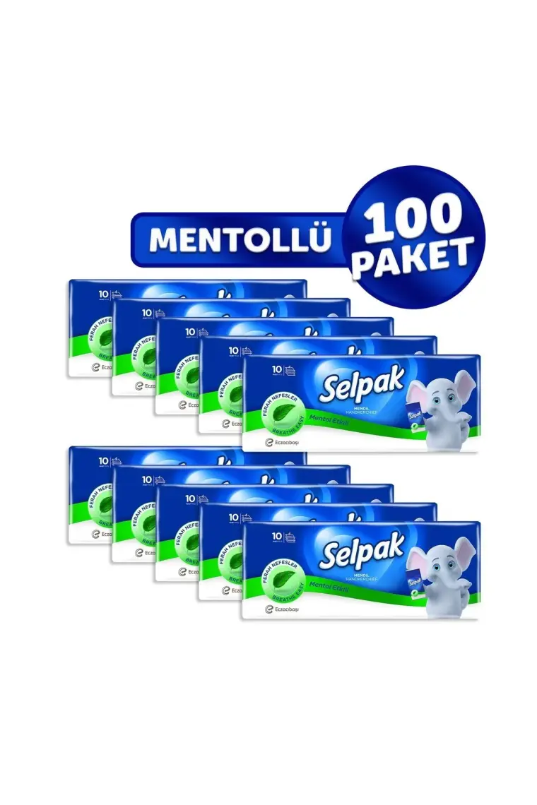 Selpak Mentollü Mendil 10 Lu Paket 10 Adet (100 Adet)