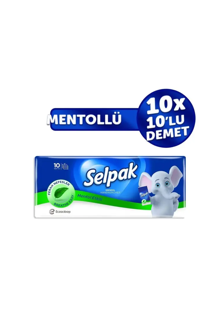Selpak Mentollü Mendil 10 Lu Paket 10 Adet (100 Adet)
