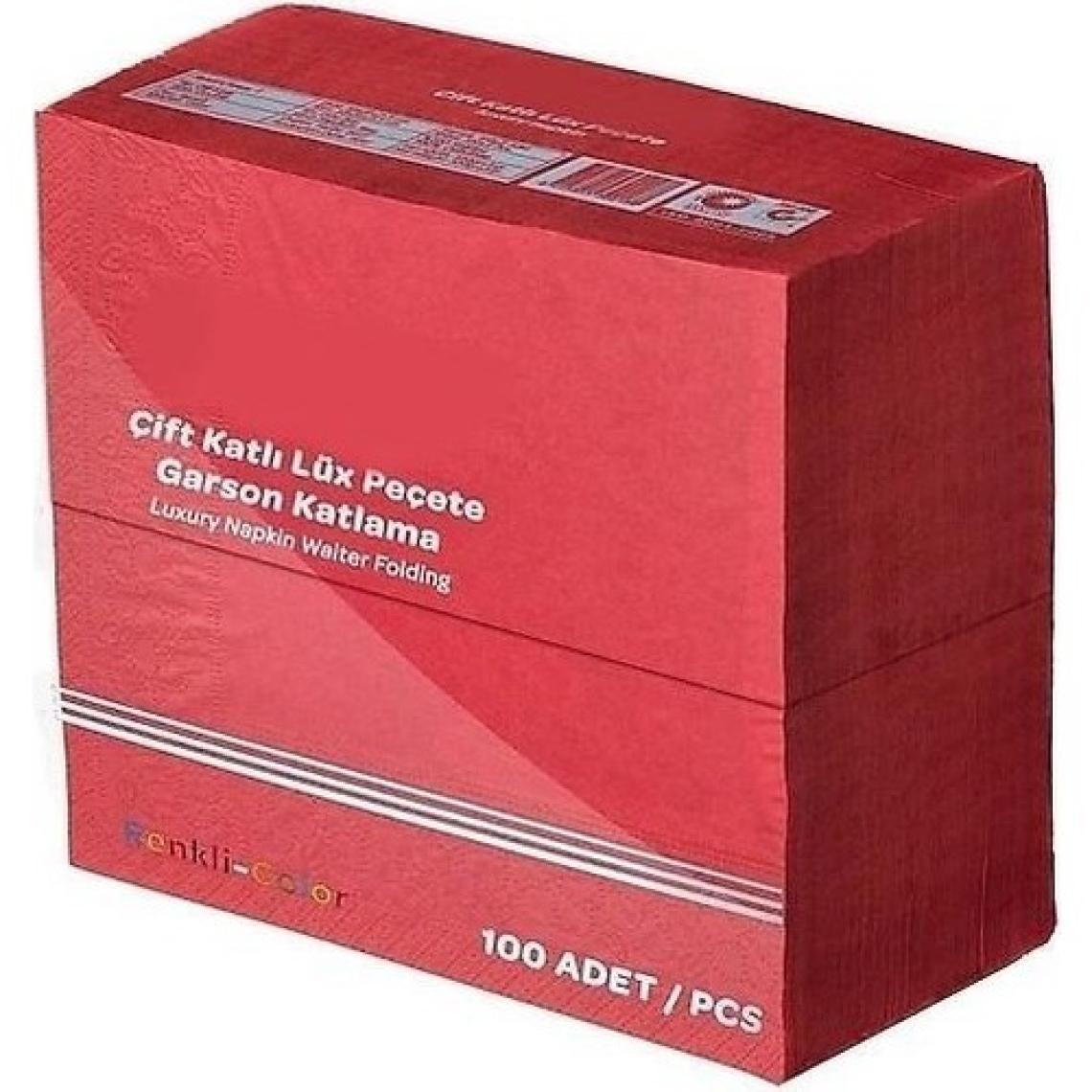 Omni 1/8 Garson Katlama Servis Peçetesi Kırmızı 33 x 33 cm 100 Adet