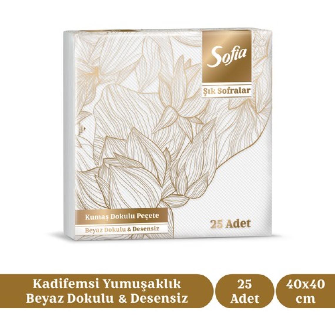 Sofia Kumaş Dokulu Peçete 25'li Beyaz