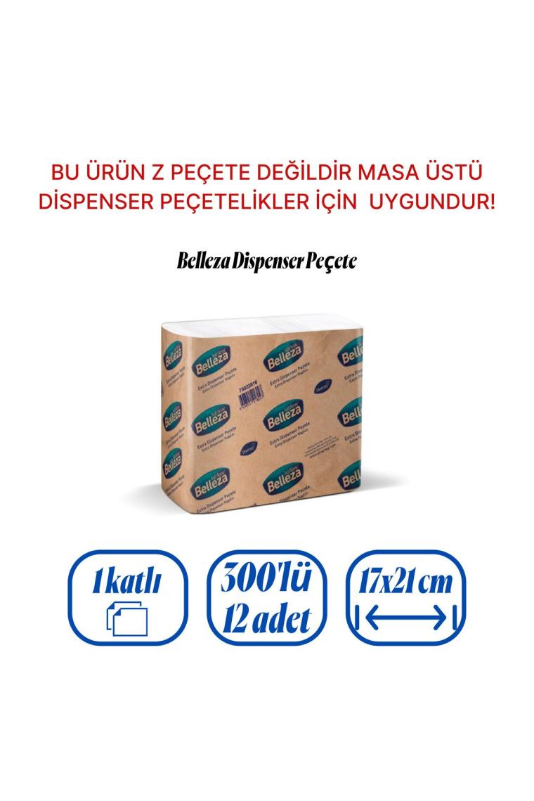 Belleza Ext. Dispanser Peçete 300'lü Koli 12 Paket 17 x 21 cm