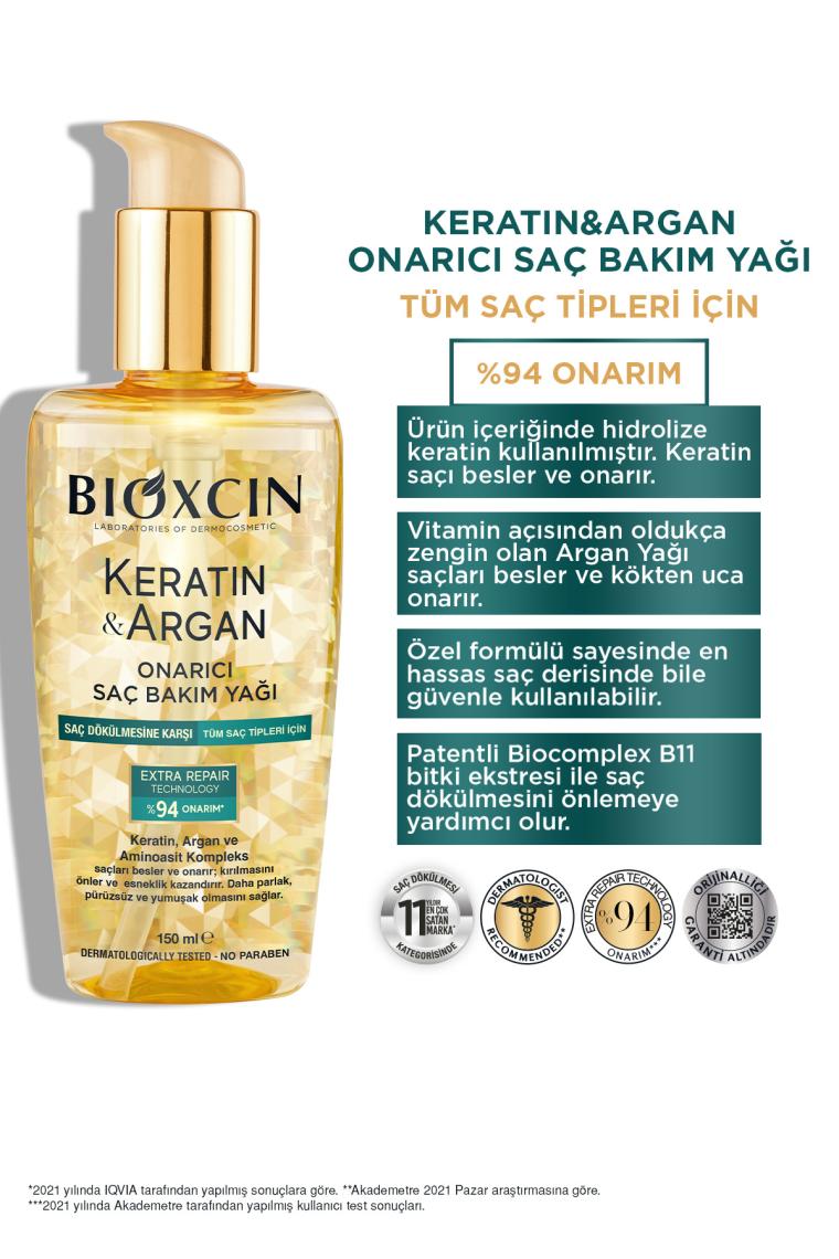 Keratin Argan Onarıcı Saç Bakım Yağı 150 ml Yıpranmış Ve Hasar Görmüş Saçlar
