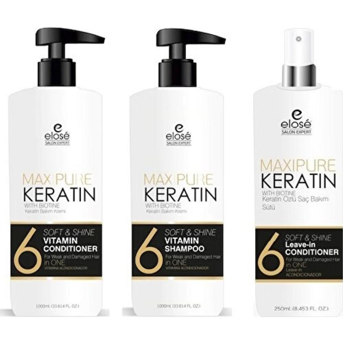 Elose Keratin Seti Şampuan 1000 ml - Krem 1000 ml - Süt 250 ml