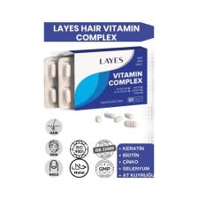 Layes Hair Vitamin Complex 60 Tablet Biotin Keratin Çinko D3 At Kuyruğu Selenyum Folik Asit Saç Vitamini
