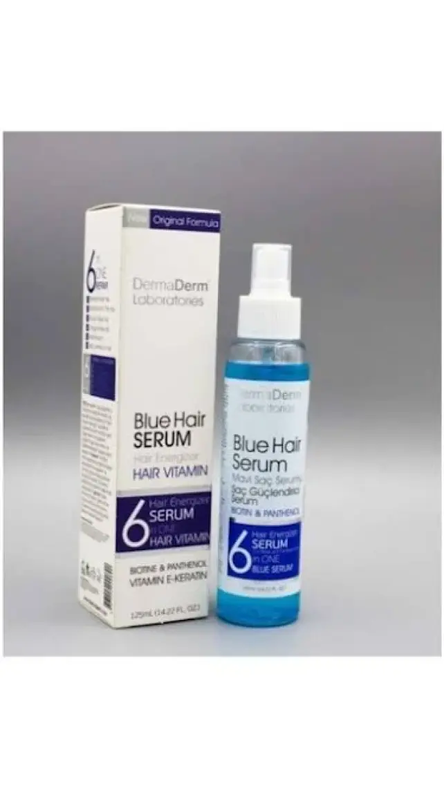 Dermaderm Mavi Saç Bakım Su ve Serumu 125 ml Saç  Serumu - Dermaderm  Vitaminli  Mavi Şampuan 250 ml