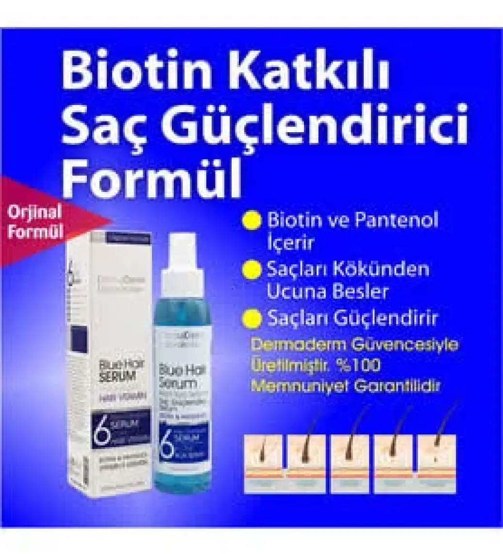 Dermaderm Mavi Saç Bakım Su ve Serumu 125 ml Saç  Serumu - Dermaderm  Vitaminli  Mavi Şampuan 250 ml