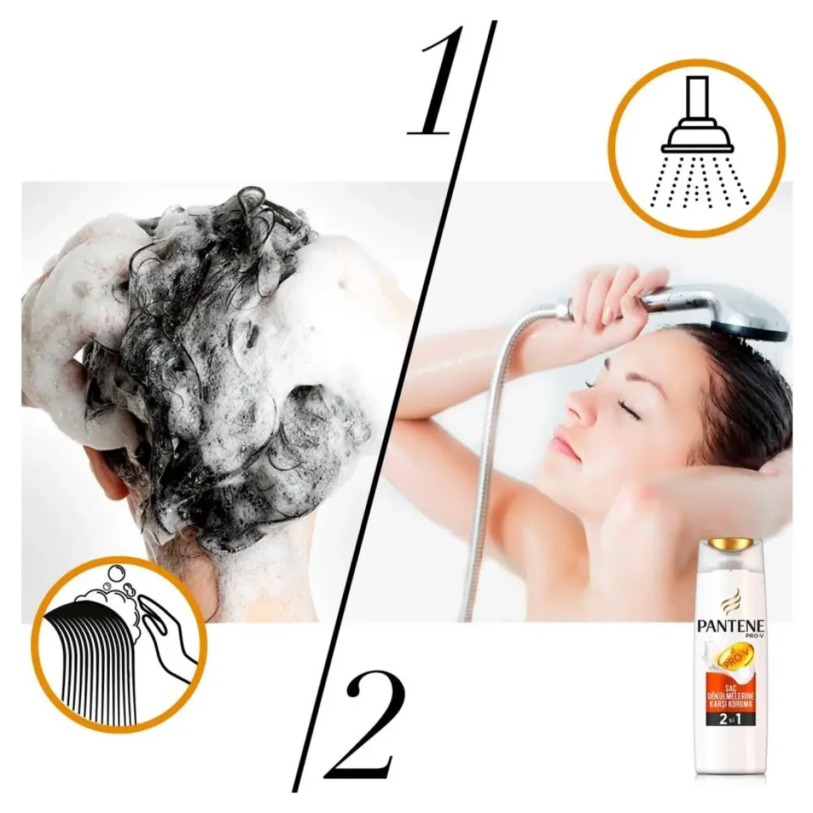 Pantene Saç Dökülmelerine Karşı Etkili 470 ml 3'ü 1 Arada Şampuan ve Saç Bakım Kremi