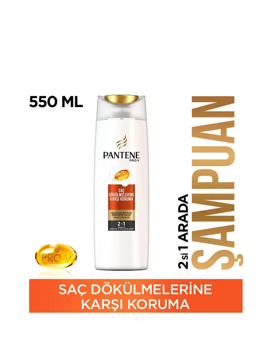 Pantene Saç Dökülmelerine Karşı Etkili 470 ml 3'ü 1 Arada Şampuan ve Saç Bakım Kremi