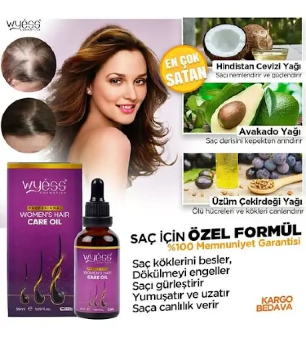 Wyess Kadınlara Özel Saç Bakım Yağı Yeni Saç Teli Çıkaran Kenevir Yağı 50 ml