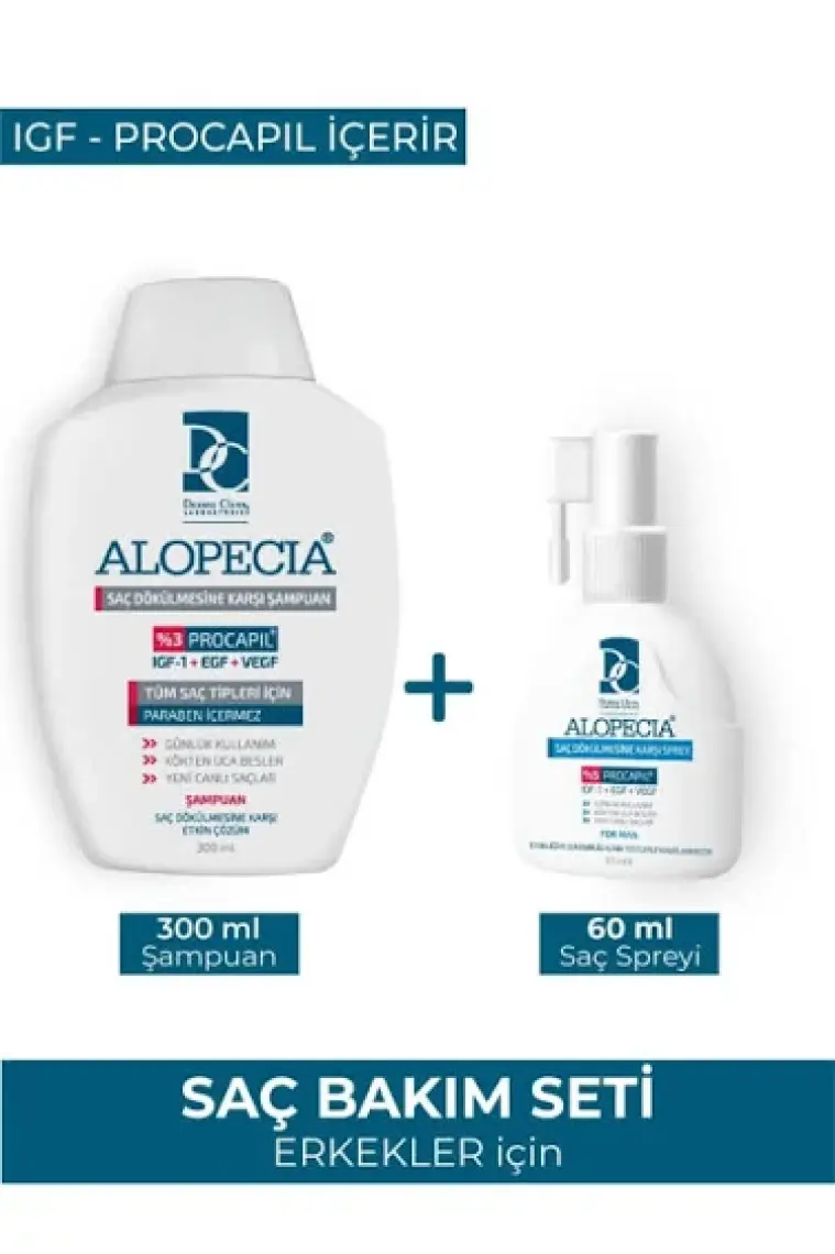 Alopecia Procapil ve IGF İçerikli Serum ve Şampuan Seti (ERKEK)