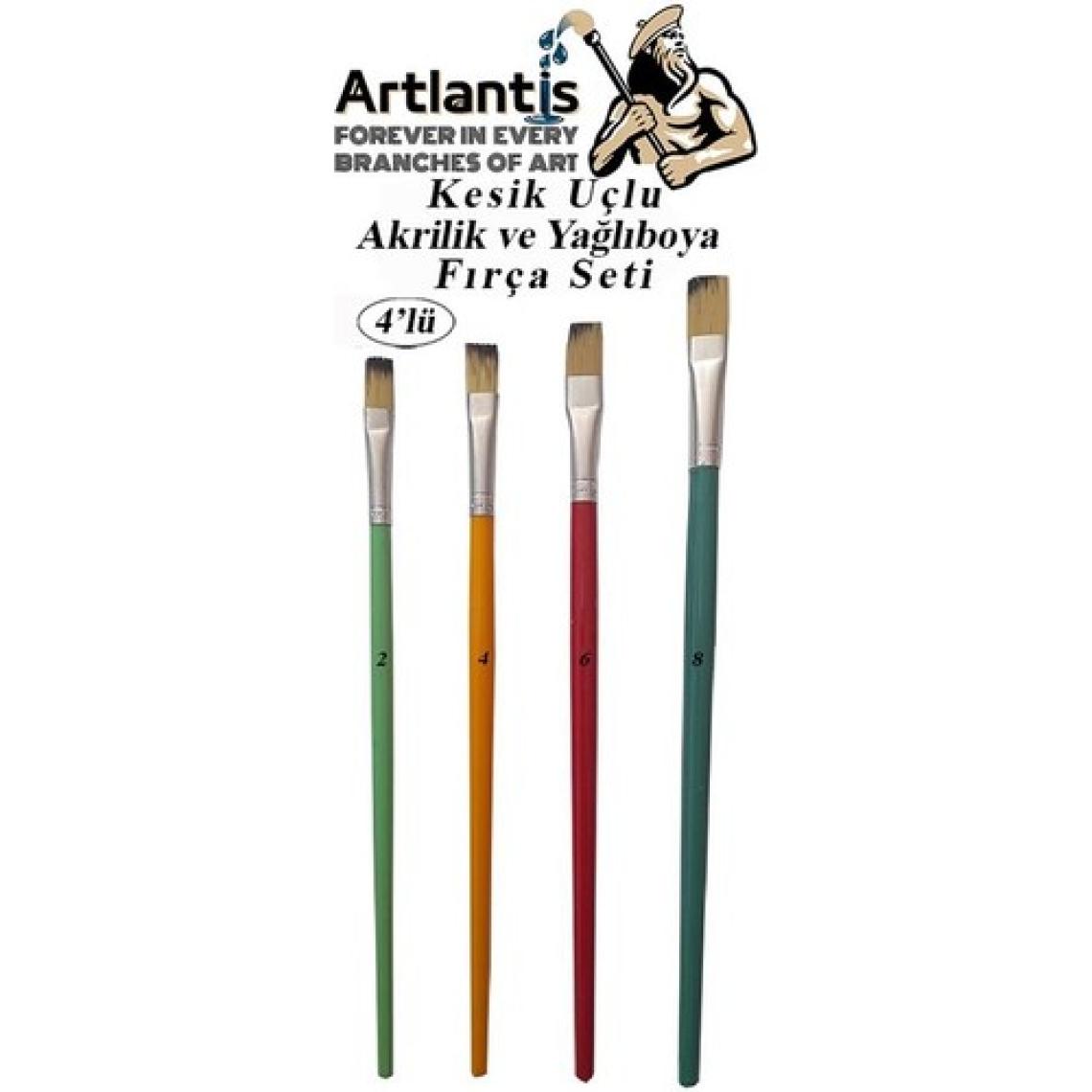 Artlantis Fırça Seti 6 Lı Kesik Uç Resim Fırçası 1 Paket Akrilik Boya ve Yağlı Boya Fırca Seti Kıl Fırça Renki Sap