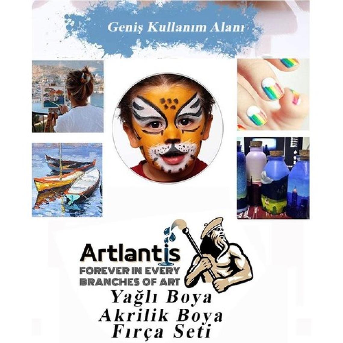 Artlantis Fırça Seti 6 Lı Kesik Uç Resim Fırçası 1 Paket Akrilik Boya ve Yağlı Boya Fırca Seti Kıl Fırça Renki Sap