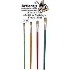 Artlantis Fırça Seti 6 Lı Kesik Uç Resim Fırçası 1 Paket Akrilik Boya ve Yağlı Boya Fırca Seti Kıl Fırça Renki Sap