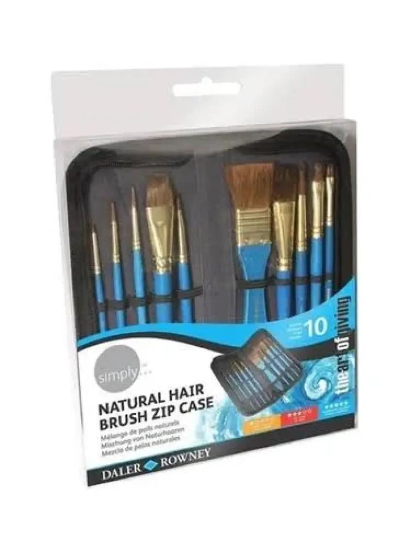 Daler Rowney Simply Natural Hair Sulu Boya Fırça Seti Çantalı 10'lu