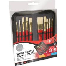 Daler Rowney Simply White Bristle Yağlı Boya Fırça Seti Çantalı 10'lu