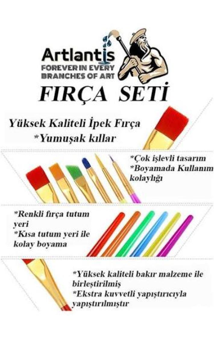 Artlantis Fırça Seti 6 Lı Kısa Sap Çocuk Resim Fırçası 1 Paket Suluboya Akrilik Boya Guaj Boya Fırca Seti