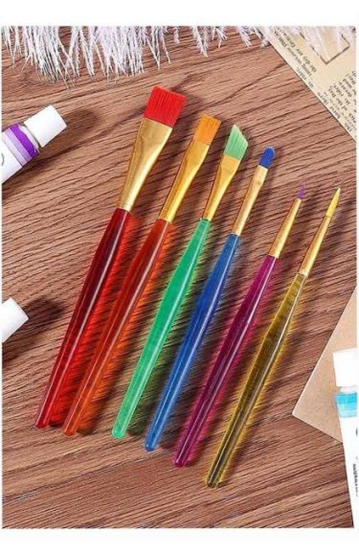 Artlantis Fırça Seti 6 Lı Kısa Sap Çocuk Resim Fırçası 1 Paket Suluboya Akrilik Boya Guaj Boya Fırca Seti