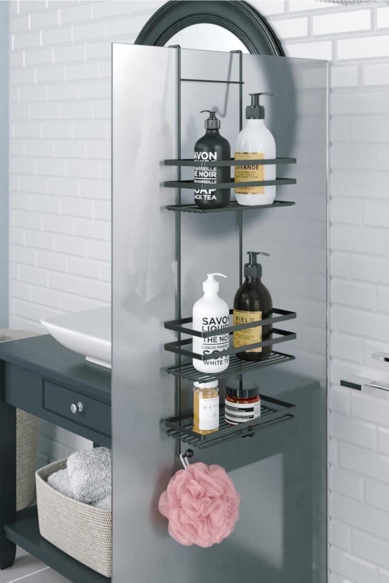 ÜÇ KATLI ASMALI BANYO DUŞ RAFI MAT SİYAH LM580