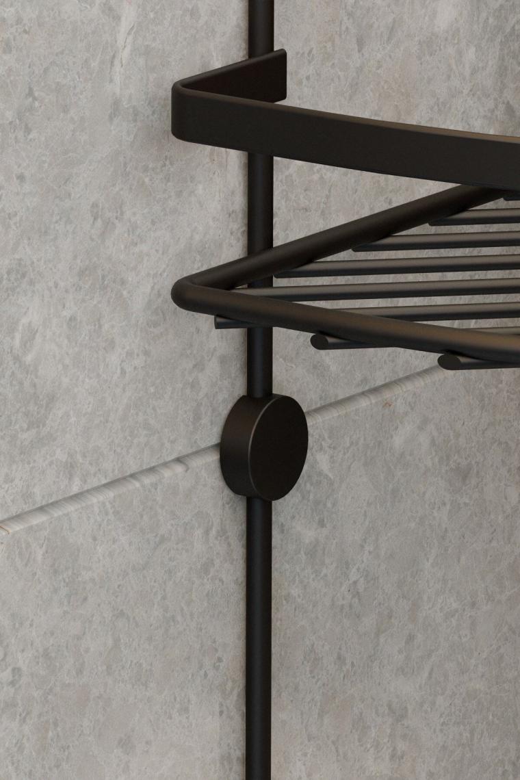 İKİ KATLI KANCALI BANYO RAFI MAT SİYAH LM008H - EGC-111