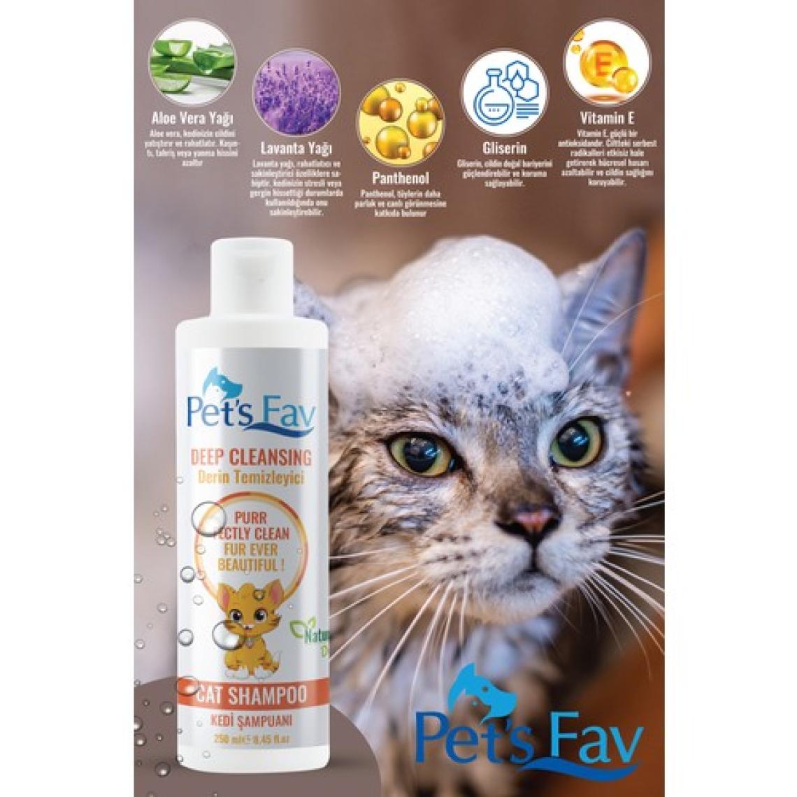 Pets Fav Tüy Sağlığını Destekleyen  Derin Temizleyici Organik ve Doğal Kedi Şampuanı