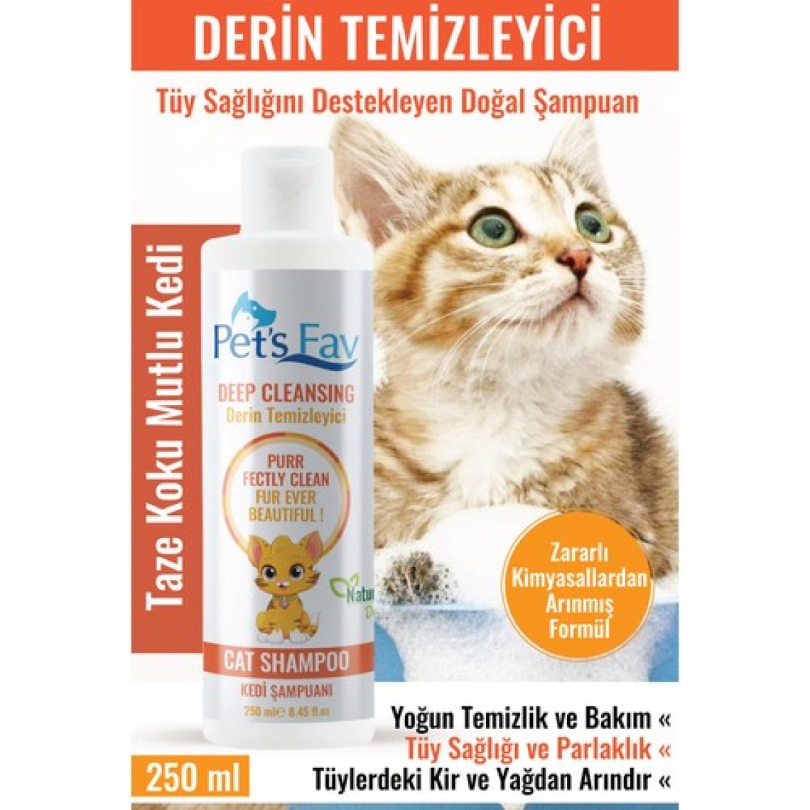 Pets Fav Tüy Sağlığını Destekleyen  Derin Temizleyici Organik ve Doğal Kedi Şampuanı