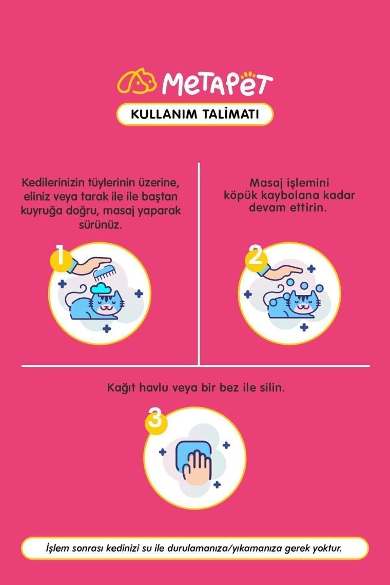 Tüy Döken Kedilere Özel Kuru Bakım Şampuanı, E Vitamini Ve Doğal Yağlar, Döküm Önleyici