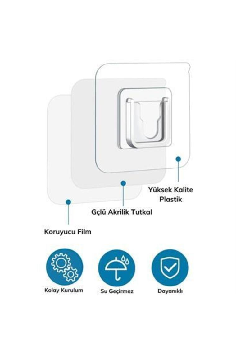 İtc Store Buffer Eşya Sabitleme Askısı 10 Çift Şeffaf Çift Taraflı Yapışkanlı Geçmeli Klips