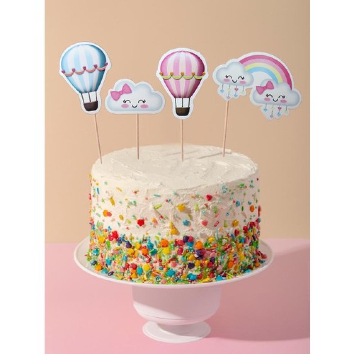 Parti Adresi Gökkuşağı Bulut Temalı Kürdan Gökkuşağı Bulut Figürlü Cupcake Kürdanı Pasta Süsü 10'lu