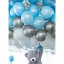 Party Fantasy 10 Adet Metalik Açık Mavi - Beyaz - Gümüş Gri Helyumla Uçabilen Balon Parlak Sedefli