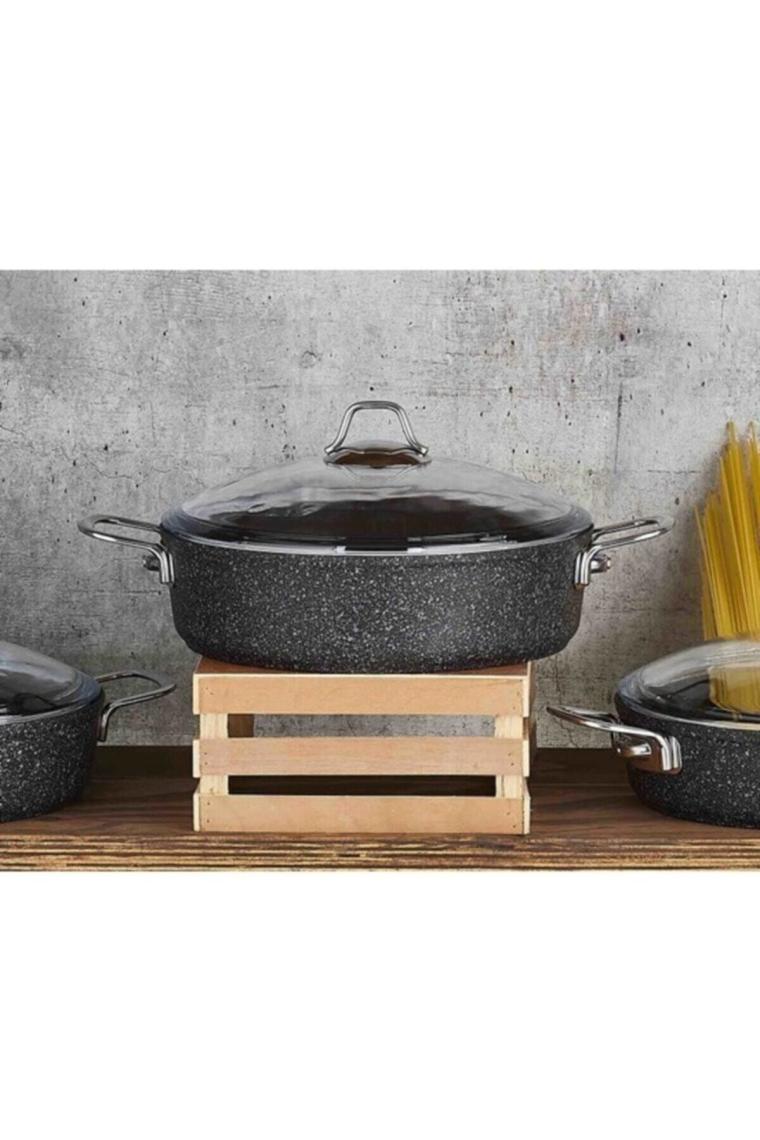 Falez Black Line 24 cm Granit Döküm Karnıyarık Tenceresi