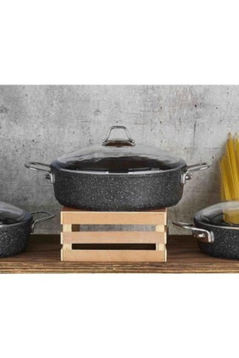 Falez Black Line 24 cm Granit Döküm Karnıyarık Tenceresi