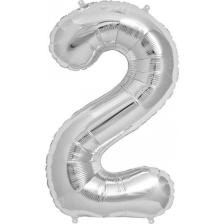 Baloncu Party Dünyası 2 Rakam Folyo Balon Gümüş 100 cm (1 Metre)