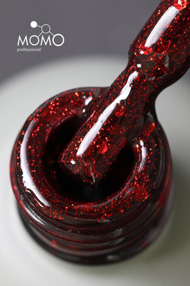 Momo Professional Glitter Kalıcı Oje G007, Kırmızı Parıltılı Şarap, 14 ml