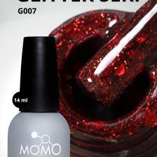 Momo Professional Glitter Kalıcı Oje G007, Kırmızı Parıltılı Şarap, 14 ml