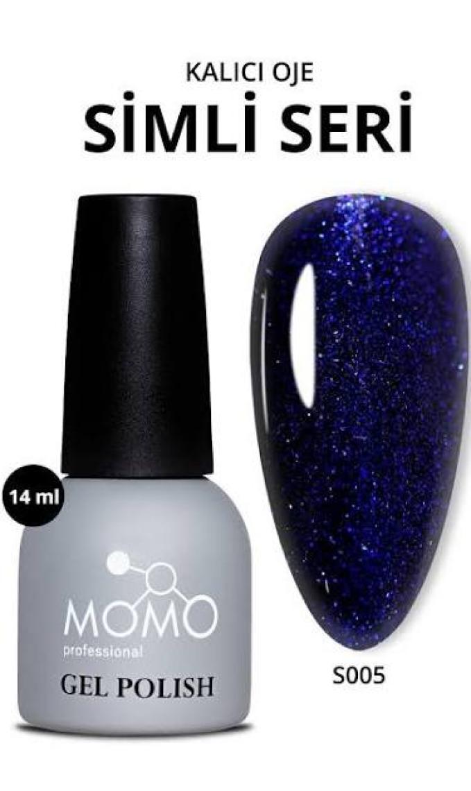 Momo Professional Kalıcı Oje S005 Safir Mavi Simli, 14ML