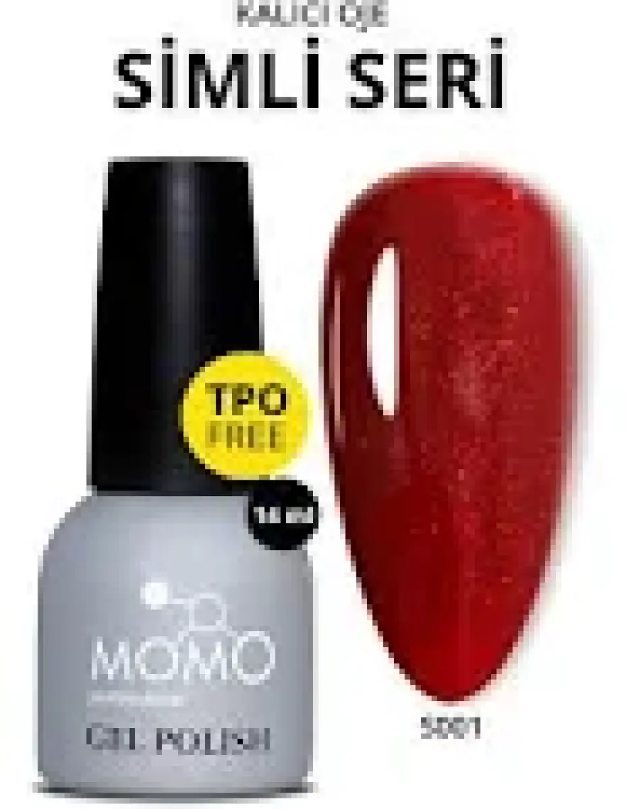 Momo Professional Kalıcı Oje S001 Simli Koyu Kırmızı, 14ML