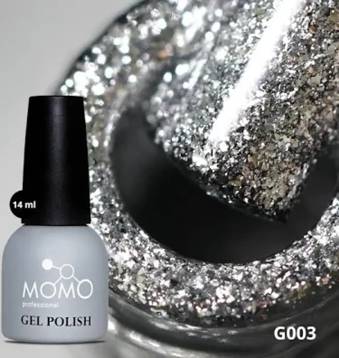 Momo Professional Glitter Kalıcı Oje G003, Yoğun Gümüş Parıltılı, 14 ml